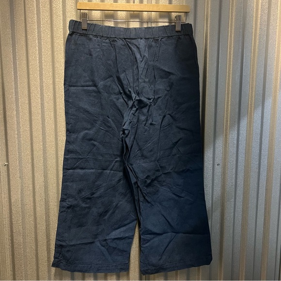 J.Jill Love pull on Linen cropped wide leg Pants blue sz 8 petite - Picture 13 of 15